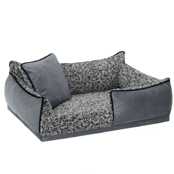 Cuccia per cani Teddy grigio con cuscino in velluto