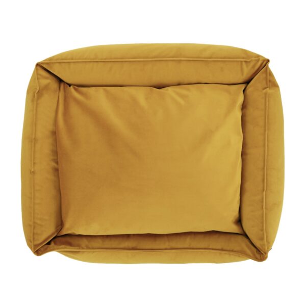 Cuccia per cani giallo ocra con cuscino reversibile in velluto