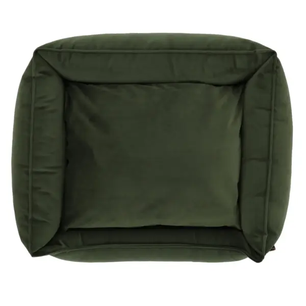 Cuccia per cani verde oliva con cuscino reversibile in velluto