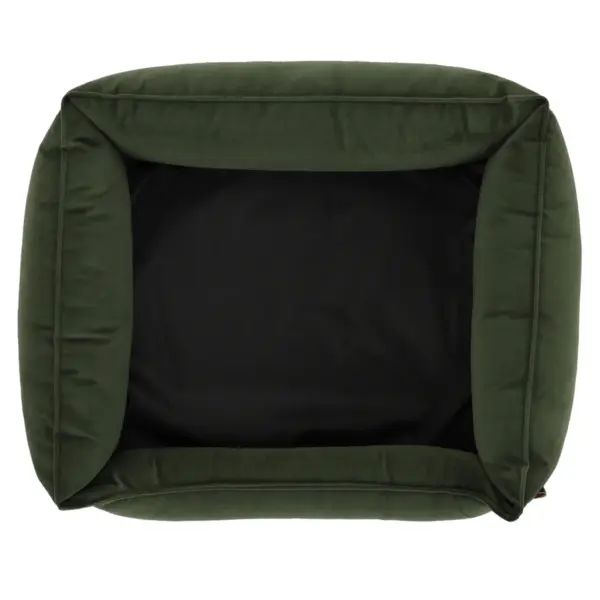 Cuccia per cani verde oliva con possibiltà di togliere il cuscino reversibile in velluto a coste