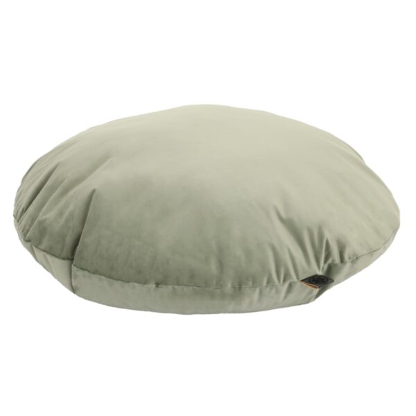 Cuscino per cani rotondo in velluto colore soft green