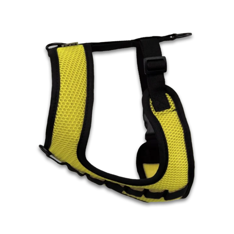 Pettorina per cani K9 di colore giallo con interno nero.