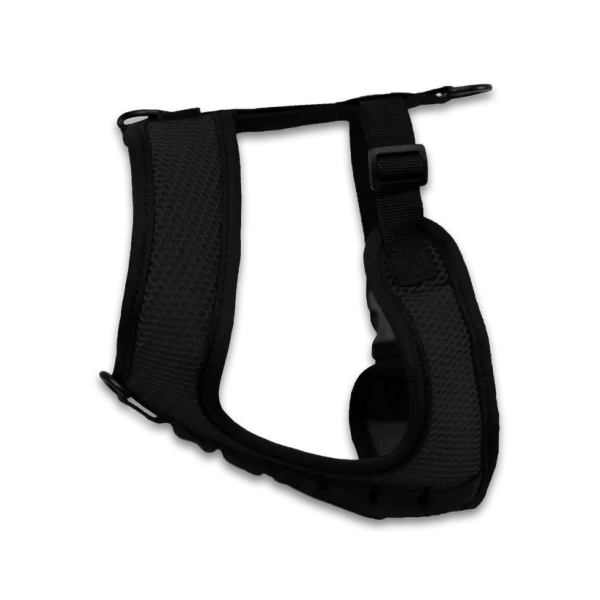 Pettorina per cani K9 di colore nero con interno nero.