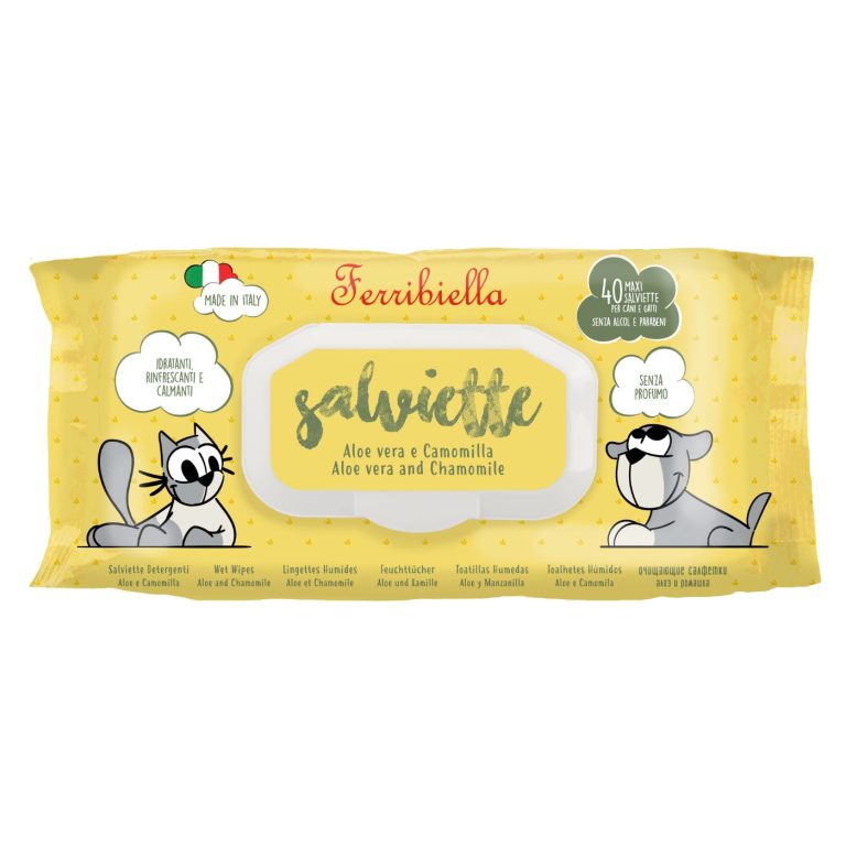 Salviette detergenti per cani aloe vera e camomilla 40 pz