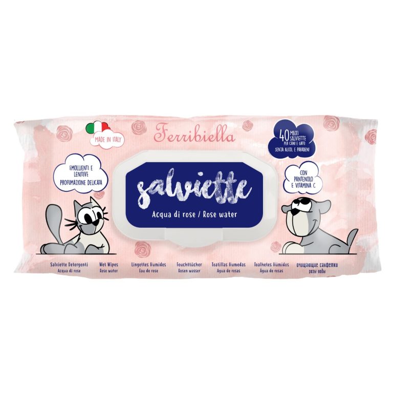 salviette detergenti all'acqua di rose 40 pz