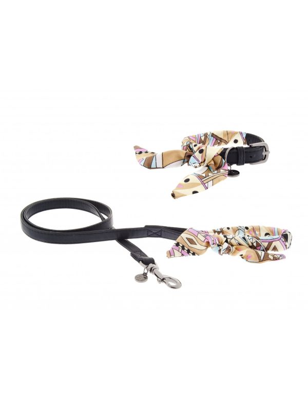 collare e guinzaglio aida, con inserto foulard