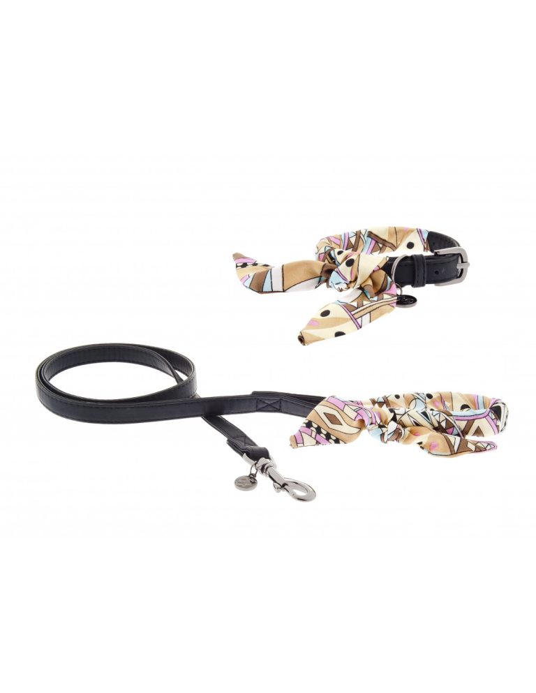 collare e guinzaglio aida, con inserto foulard