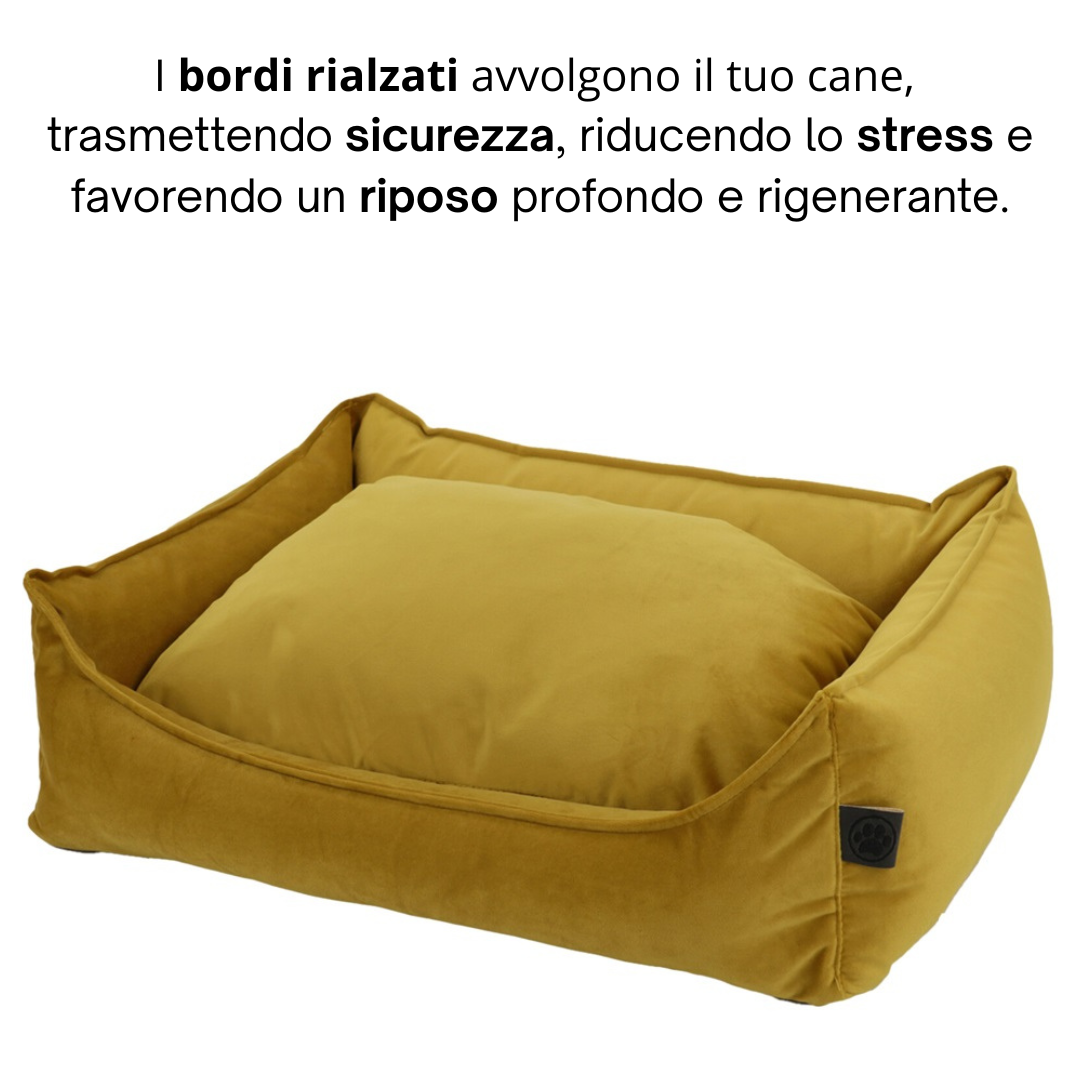 cuccia-per-cani-dal-design-moderno-e-minimalista-realizzata-in-tessuto-morbido-dallaspetto-vellutato.-Il-colore-e-un-Overseas-giallo-senape-caldo-elegante-e-attuale-perfetto-per-ambienti-contemporanei.