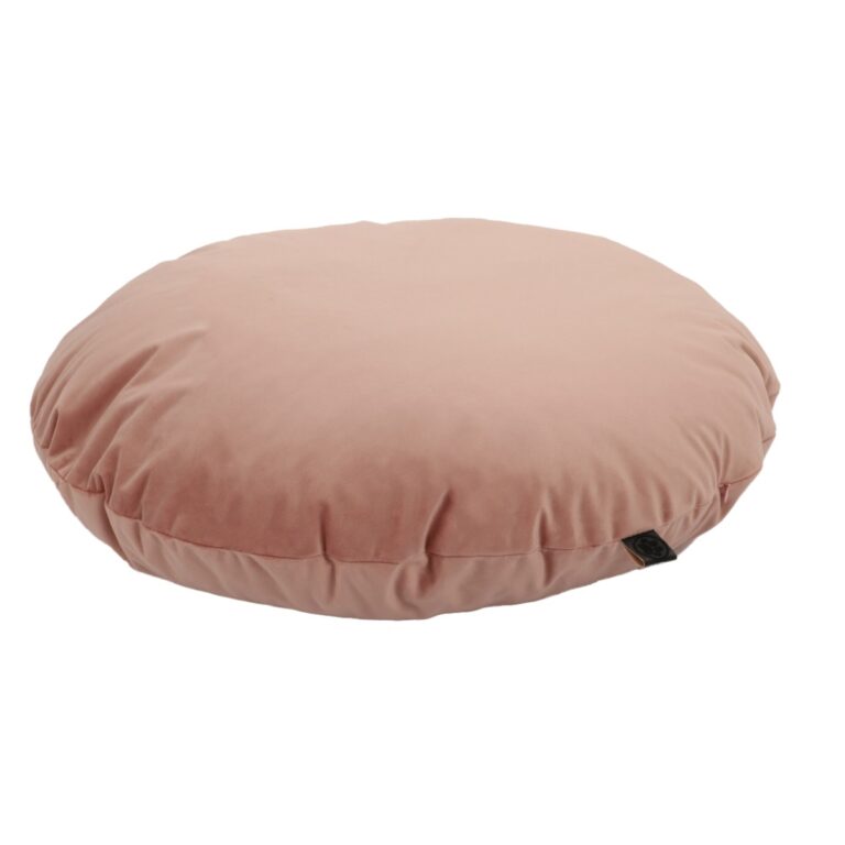 Cuscino per cani rotondo in velluto colore rose dust