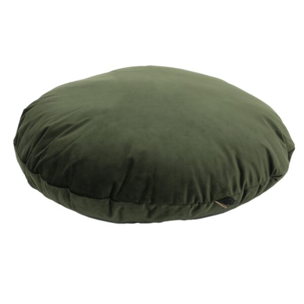 Cuscino per cani rotondo in velluto colore verde oliva