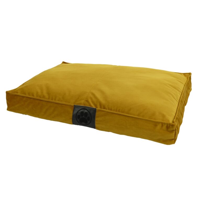 Materasso per cani in velluto color ocra